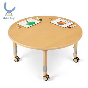 ชุดโต๊ะเก้าอี้เด็ก xiha ชุดเฟอร์นิเจอร์โต๊ะไม้ปรับได้เก้าอี้กิจกรรมมอนเตสซอรี่และชุดโต๊ะสำหรับเด็กในร่ม