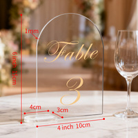 Panneaux de table arqués en acrylique transparent vierges personnalisables pour mariage, numéros de table en acrylique pour décorations de fête