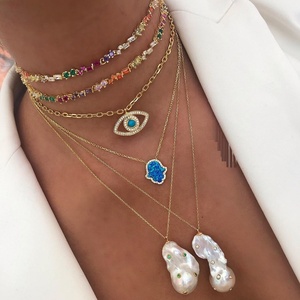 Collier ras de cou rectangulaire en CZ arc-en-ciel, nouveau pour l'été <span class=keywords><strong>2022</strong></span>, pour femmes - Product Image 1