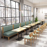 Prix d'usine – Ensemble de mobilier de restaurant moderne en bois avec table, chaises et banquette en mousse haute densité pour hôtels, cafés et salons de thé