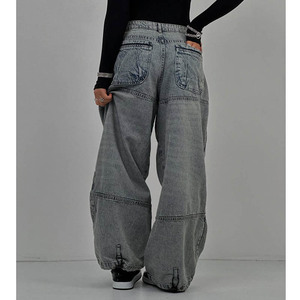 Jeans in Denim Personalizzati Plus Size per <span class=keywords><strong>Donna</strong></span>, <span class=keywords><strong>Pantaloni</strong></span> Baggy Stile <span class=keywords><strong>Parachute</strong></span>, Abbigliamento Streetwear - Product Image 2