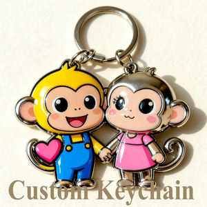 Llavero Magnético Personalizado al por Mayor, de Acero Inoxidable, con Diseño de Pareja de <span class=keywords><strong>Monos</strong></span> Besándose, para Regalo - Product Image 1