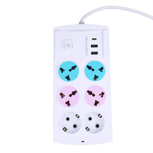 Estándar británico Europeo Americano blanco con interruptor principal de orificio 2USB + 1 toma de corriente neutra tipo C - Product Image 1