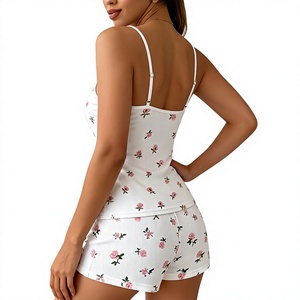 Women's Casual Luxury Pajama Set 100% Cotton ODM Breathable Soft Comfortable Animal Print V-neck Drawstring Closure Oeko-<b>Tex</b> - Product Image 4