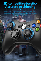 Control de Juego Inalámbrico C-STAR de 2.4GHz para PC y Xbox 360 con Motor de Vibración, Alcance de 8 Metros y Batería de Larga Duración