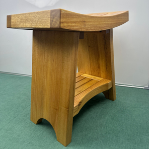 Tabouret <span class=keywords><strong>de</strong></span> douche en teck <span class=keywords><strong>de</strong></span> qualité supérieure avec siège incurvé-Banc <span class=keywords><strong>de</strong></span> <span class=keywords><strong>salle</strong></span> <span class=keywords><strong>de</strong></span> <span class=keywords><strong>bain</strong></span> durable pour spa et usage domestique, grain <span class=keywords><strong>de</strong></span> bois naturel, conception robuste à 4 pieds - Product Image 5