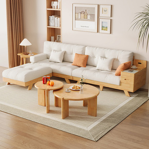 Divano in legno massello in legno massello-nordico moderno minimalista di piccole dimensioni divano a forma di nuvola ad <span class=keywords><strong>angolo</strong></span> della stanza - Product Image 1