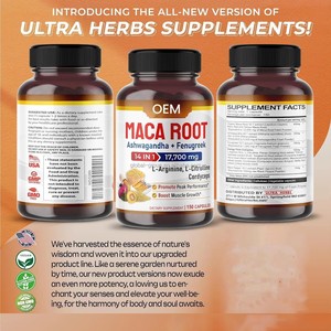 Complément alimentaire pour adultes en marque privée OEM, capsules de maca noire, d'ashwagandha et de fenugrec pour hommes, 60 unités, soutien énergétique et sommeil - Product Image 3