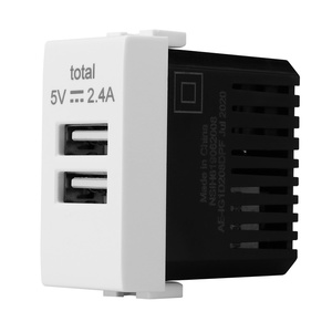 Chất Lượng Cao Tùy Chỉnh PC 2 * <span class=keywords><strong>USB</strong></span>-A Chuyển Đổi Ổ Cắm Sống Động Loạt Ý Tiêu Chuẩn Điện Cắm Trắng Đen Mạng Với 2 Cửa Hàng - Product Image 2