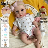 Boneka Bayi Reborn Silikon Utuh Mirip Asli dengan Mata Terbuka, Cocok untuk Dot, 18 Inci, LouLou, Rambut Asli, Anatomi Tepat, Boneka Bayi yang Nyaman Dipeluk