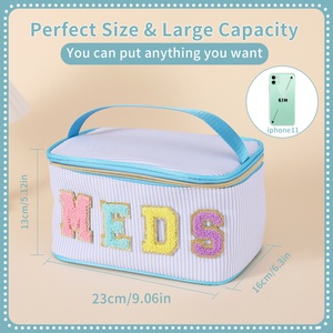 Sac de rangement multifonctionnel portable brodé avec lettres <span class=keywords><strong>MEDS</strong></span>, unisexe, grande capacité, ouverture large, fermeture à glissière - Product Image 4