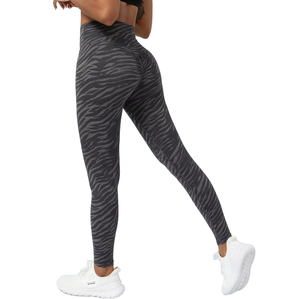 กางเกงเลกกิ้งออกกำลังกายโยคะลายม้าลายพิมพ์ลายสีพีชแบบมัดย้อมเอวสูงทรงยาวสำหรับผู้หญิงปี 2025 - Product Image 4