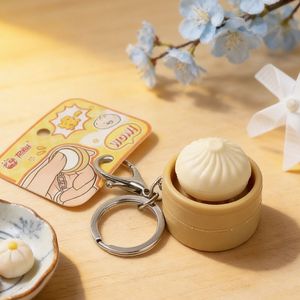 Portachiavi LED a Forma di Raviolo, Giocattolo Antistress Morbido e Carino, Accessorio Portachiavi per Regali ai Bambini - Product Image 3