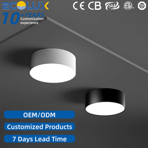 Faretto <span class=keywords><strong>LED</strong></span> da Soffitto Ecolux Ultra Sottile Montato in Superficie, SMD IP44, Rotondo, 3000K, 10W 15W 20W 30W, in Alluminio - Product Image 1