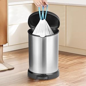 Huamaohengchun8 Gallon Trash Bags Drawstring,63 Count White Trash Bags Unscented for Bathroom Bedroom Office <b>Kitchen</b> - Product Image 6