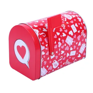 Saint Valentine's Day Cheap Custom Wedding Gift Tin Box Mailbox Shaped chocolate Tin Packaging Candy Gift Tin Box Metal Mailbox