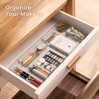 Ensemble de 25 organiseurs de tiroirs en plastique transparent, 4 tailles, boîtes de rangement, diviseurs pour maquillage, bijoux, bureau, salle de bain, cuisine