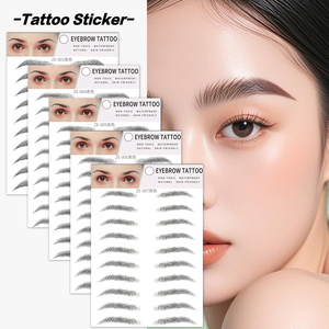 Nuevo diseño al por mayor <span class=keywords><strong>3D</strong></span> temporal impermeable gris marrón ceja tatuaje pegatina para maquillaje facial - Product Image 4