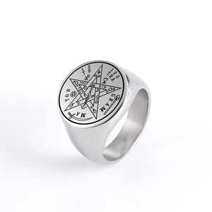 Anneau Viking du sceau des sept archanges, <span class=keywords><strong>secret</strong></span> de l'univers, anneaux pour hommes, acier inoxydable, talisman de Salomon, bijoux de la Kabbale - Product Image 5