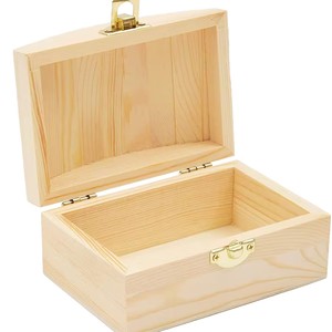 Chưa hoàn thành hình chữ nhật đồng bằng gỗ thông Hộp quà tặng handmade bản lề nắp cho hàng thủ công lưu trữ nước hoa hiển thị Laser in Quà Tặng đóng gói - Product Image 2