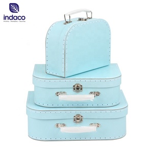 Wholesale Blue Paperboard Suitcase Shape Gifts <b>Boxes</b> Baby <b>Cardboard</b> Kids Suitcase with Handle - Product Image 5