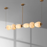 Suspension linéaire de luxe nordique en cuivre, lustre post-moderne en faux marbre pour îlot de cuisine, bar, salon de thé et salle à manger
