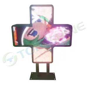 Top Shine Factory Outdoor SMD2727 Full Color P6 1152*11552 Digital Advertising WIFI Pharmacy Cross LED Display Sign