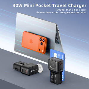 Wontravel 30W GaN Pengisi Daya Cepat Multinational Plug UK EU AU US Adaptor Perjalanan Portabel Dengan 2 Pengisi Daya USB - Product Image 2