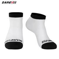 Chaussettes de cyclisme sur route personnalisées Darevie sublimées, extensibles, respirantes, en tricot blanc, chaussettes de sport pour vélo