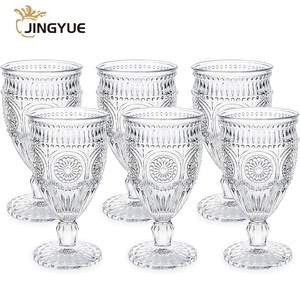 6 Pack bicchieri <span class=keywords><strong>di</strong></span> vino chiaro moderno calici 10 oz Vintage <span class=keywords><strong>acqua</strong></span> romantica calici in vetro misto per feste - Product Image 1