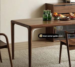 Table à manger GEDO 2026, style américain moderne rétro, en noyer massif noir, avec design carré et circulaire, meubles rectangulaires pour la maison - Product Image 5