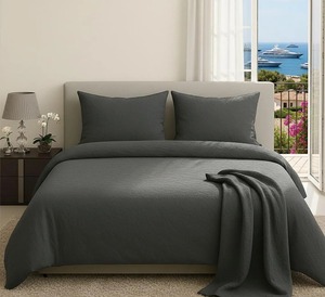 <strong>Grey</strong> Bamboo Sheet Set 4 Pcs Wholesale, <strong>Duvet</strong> <strong>Cover</strong> Fitted Sheet Pillowcase, Anti-Bacterial Bedding Manufacturer Custom Logo - Product Image 1