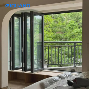 QIGUANG NFRC Patio doble vidrio Exterior acordeón puerta plegable al por mayor puertas de entrada frontal puertas plegables de aluminio automáticas - Product Image 2