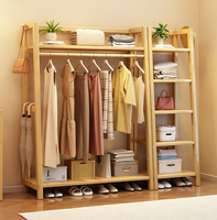 Porte-manteau en bois massif avec étagère supérieure et rangement pour chaussures pour chambre et entrée (vente en gros)