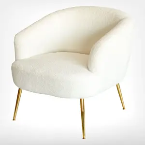 Teddy Velvet Tufted Accent Chair Moderner Wingback Arm Chair mit Metall Gold beinen Wohn möbel