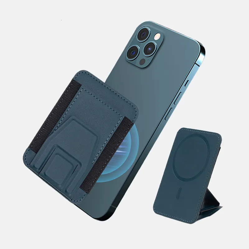 Dompet tempat kartu kulit PU, dompet ponsel magnetik, bagian belakang dengan Slot kartu, dompet ponsel kulit PU dengan dudukan ponsel