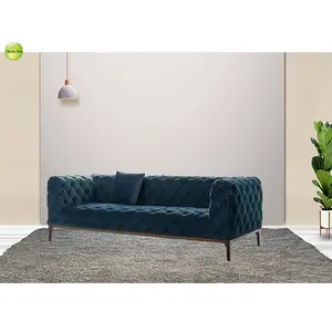 Foshan furniture velvet sofa french style new classic furniture indoor sofa set with KD wooden frame legs