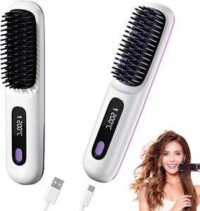 Lisseur de cheveux sans fil portable, peigne anionique pour la maison, ne blesse pas les cheveux, alimentation USB pour la coiffure en voyage - Product Image 1