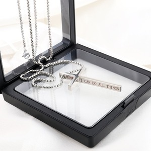 Moda letras inglesas <span class=keywords><strong>oro</strong></span> Acero inoxidable cadenas de moda Christian Hook número Vintage Cruz Collar para hombres mujeres - Product Image 4