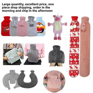 Bouteille d'eau chaude longue en caoutchouc, anti-explosion, en peluche, remplie d'eau, style moderne et minimaliste, vente en gros transfrontalière, Chine - Product Image 2