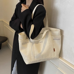 Bolso de Mensajero de Lona con Múltiples Bolsillos para Mujer, para el Trabajo y la Universidad, con Cierre de Cremallera y Bolso Tote de Lona Extra Grande con Cremallera - Product Image 1
