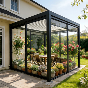Pergola <span class=keywords><strong>moderne</strong></span> de luxe <span class=keywords><strong>en</strong></span> verre avec lames orientables <span class=keywords><strong>en</strong></span> aluminium, <span class=keywords><strong>kit</strong></span> de véranda <span class=keywords><strong>en</strong></span> verre à structure <span class=keywords><strong>en</strong></span> aluminium - Product Image 2