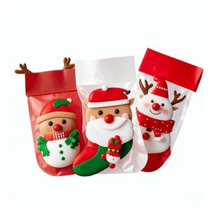 Emballage en plastique laminé de forme spéciale en mylar personnalisé sac de bonbons en forme de bas de Noël à fermeture éclair debout - Product Image 4