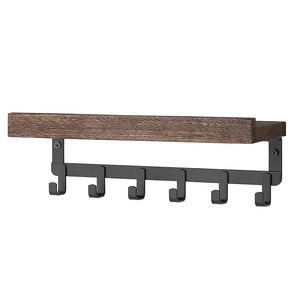 Wooden Floating <b>Shelf</b> Key Rack <b>Wall</b> <b>Mounted</b> Double Layer Storage Organizer For Entryway Home Use - Product Image 4