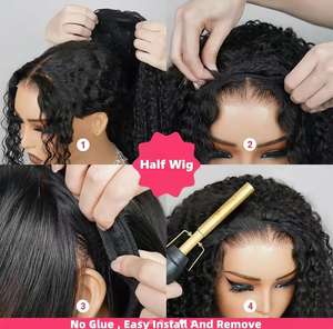 Perruque Cheveux Humains Sans Colle Crépus Bouclés Demi Perruque Prêt à Porter U Part Perruque Birmane Bouclée <span class=keywords><strong>Afro</strong></span> Crépue - Product Image 4