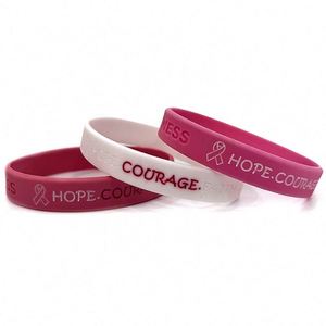 Bracelets de sensibilisation au cancer du sein en silicone rose, bracelets de sport pour femmes, vente chaude, sensibilisation au cancer du sein - Product Image 5