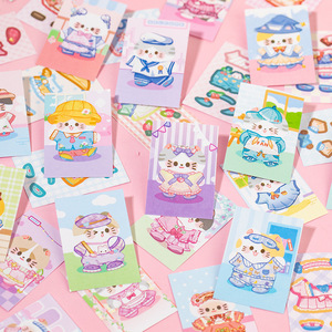 50 hojas por paquete de pegatinas de frijol vestido de gato de arroz hasta 2,0 Mini cuaderno portátil para niños decoración divertida para aliviar el estrés - Product Image 3