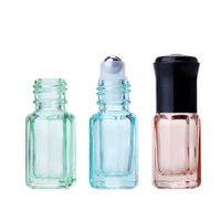 Botellas de Vidrio con Roll-On de 3ml-12ml, Envases Octogonales de Perfume de Colores, Forma Rectangular con Tapa de Bola Giratoria