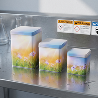 Boîtes en fer blanc carrées écologiques et recyclables pour l'emballage de boissons, avec impression de logo personnalisée