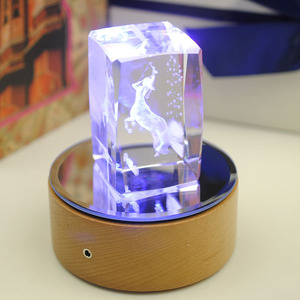 Chân Đế Bằng Gỗ Đèn Led Usb Đường Kính 11Cm Bộ Chuyển Đổi Hộp Nhạc Chạy Bằng Điện Đế Đèn Led Xoay Bằng Gỗ Cho Quả Cầu Pha Lê - Product Image 3